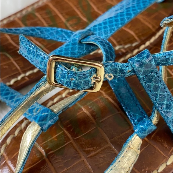 Blue Snakeskin 🐍 Sam Edelman Sandals Sz 8.5 - Picture 7 of 7
